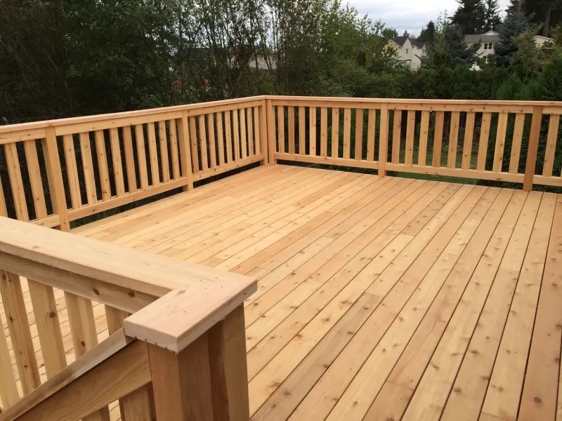 Cedar deck with railing
